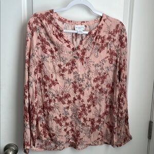 Liz Claiborne Pink Long Sleeve Fitted Blouse